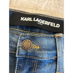 Karl Lagerfeld Paris Womens Skinny Jeans Logo Tape Side Stripe Blue Denim Size 2